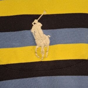 Ralph Lauren Men’s Striped Short Sleeve Polo- Yellow, Light Blue, Black